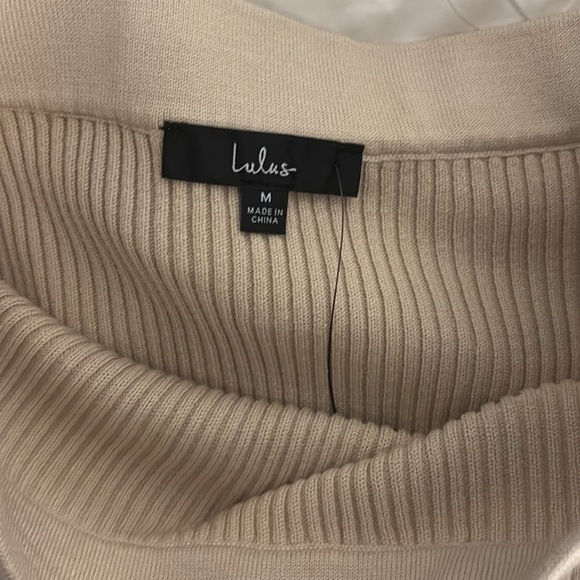 Lulus Double The Sweetness Beige Ribbed Collared Two-piece Midi Dress - Size M - Picture 4 of 5